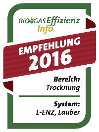 Biogaseffizienz Info - Wärmetrocknung / 100% Wärmenutzung - Empfehlung 2016